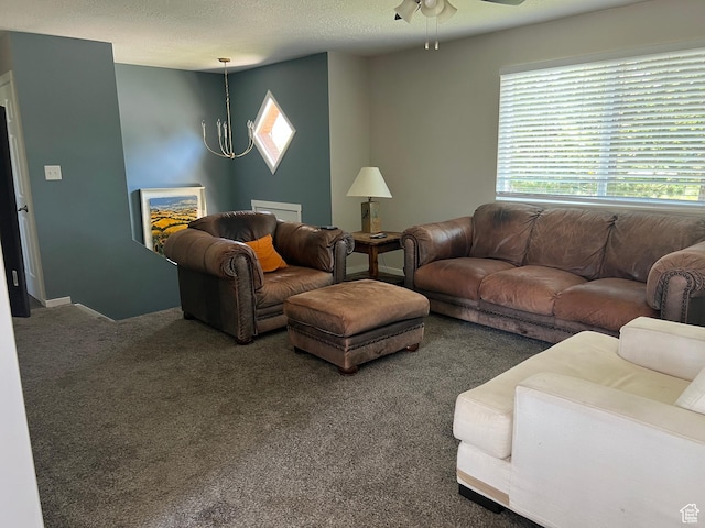 8842 E 500 S, Huntsville, UT 84317 - living area with a ceiling fan, carpet floors, and a textured ceiling