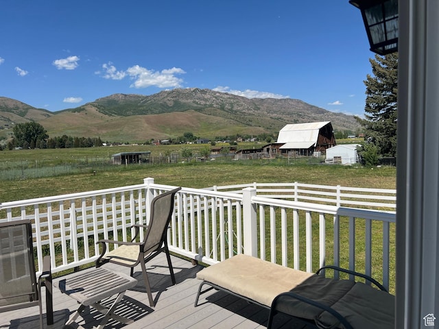 8842 E 500 S, Huntsville, UT 84317 - wooden deck with a mountain view, a lawn, and a view of countryside