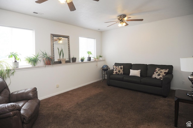 1877 W 2175 S, Syracuse, UT 84075 - carpeted living area featuring a ceiling fan and baseboards