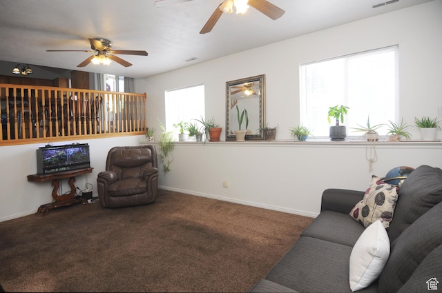 1877 W 2175 S, Syracuse, UT 84075 - living area with a ceiling fan, carpet flooring, and baseboards