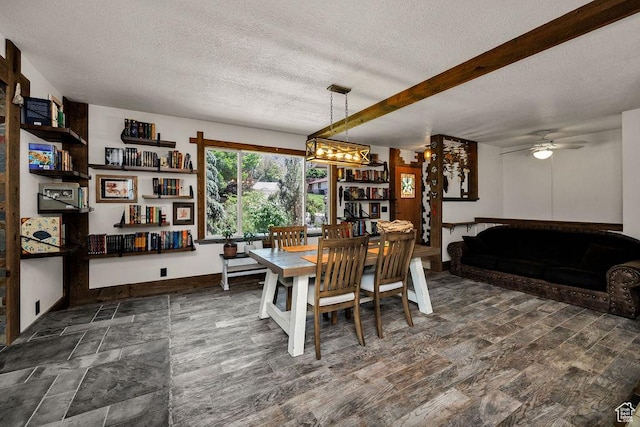 55 N 1300 E, Logan, UT 84321 - dining space with a textured ceiling, ceiling fan, a chandelier, and dark wood finished floors