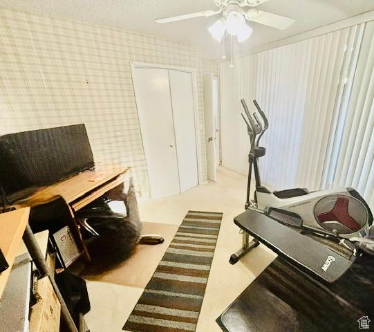 381 W 400 N Unit 12, Bountiful, UT 84010 - office area with wallpapered walls and a ceiling fan