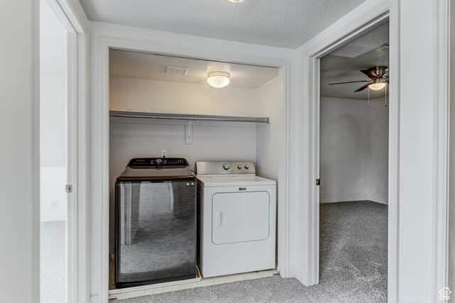 4799 S 3900 W, Roy, UT 84067 - washroom with washer and dryer, light carpet, and a ceiling fan
