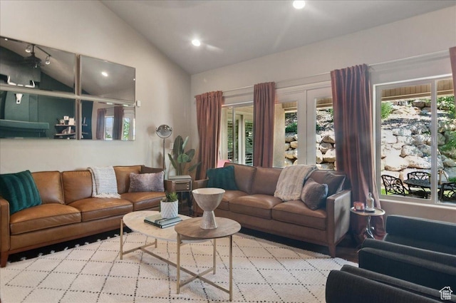 4280 S Scenic Cir E, Bountiful, UT 84010 - living area with lofted ceiling, healthy amount of natural light, and recessed lighting