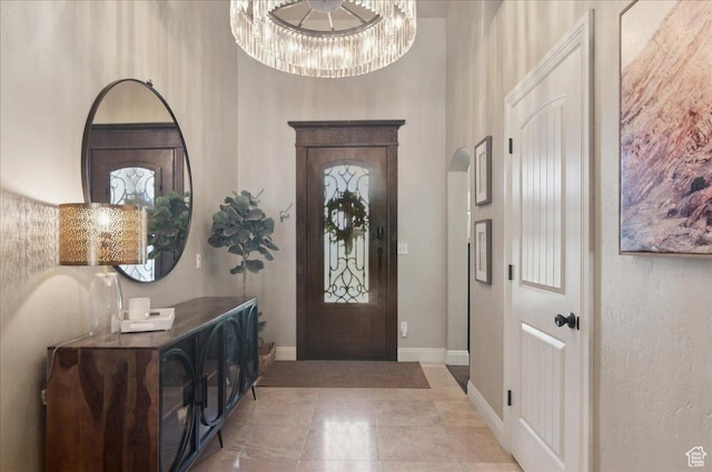 4280 S Scenic Cir E, Bountiful, UT 84010 - foyer entrance featuring baseboards and a chandelier