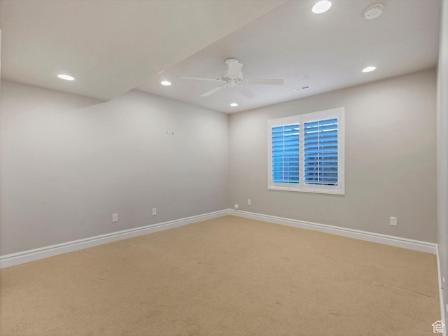 5767 S Erekson Ln, Murray, UT 84107 - spare room with recessed lighting, carpet flooring, baseboards, ceiling fan, and a smoke detector