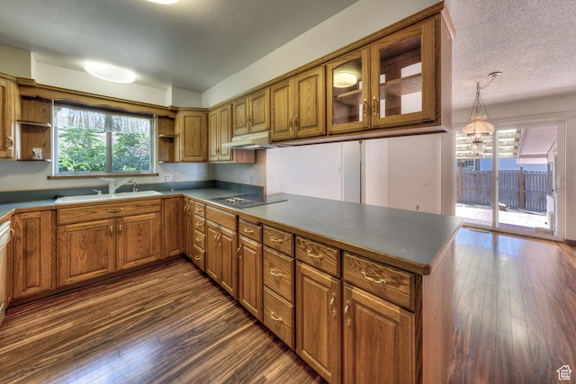 630 N 500 W, Moab, UT 84532 - kitchen featuring a sink, open shelves, a peninsula, and black electric stovetop