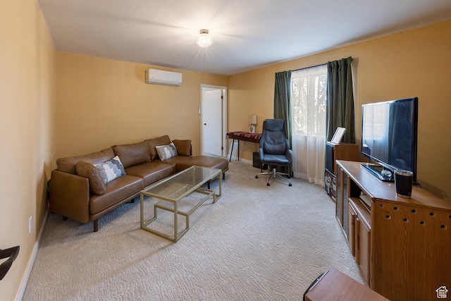 7020 E Creekside Ln, Castle Valley, UT 84532 - living area with a wall mounted air conditioner, light colored carpet, and baseboards