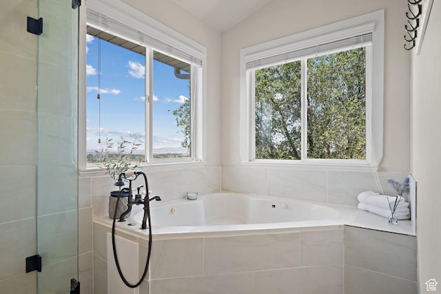 663 N 880 E, Springville, UT 84663 - full bathroom featuring healthy amount of natural light, a garden tub, and a tile shower