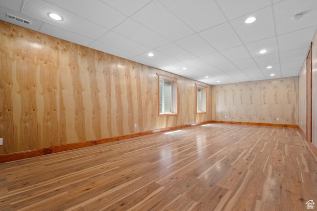 11066 S Becks Ln, South Jordan, UT 84095 - spare room with light wood finished floors, baseboards, recessed lighting, and wood walls