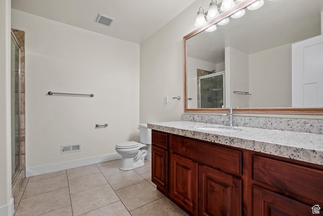 11066 S Becks Ln, South Jordan, UT 84095 - bathroom featuring toilet, vanity, a stall shower, tile patterned floors, and baseboards