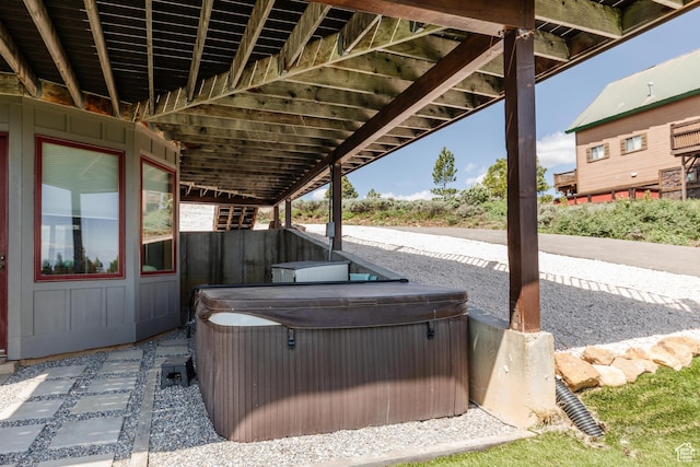 761 S Lakeview Dr, Garden City, UT 84028 - view of patio / terrace featuring a hot tub