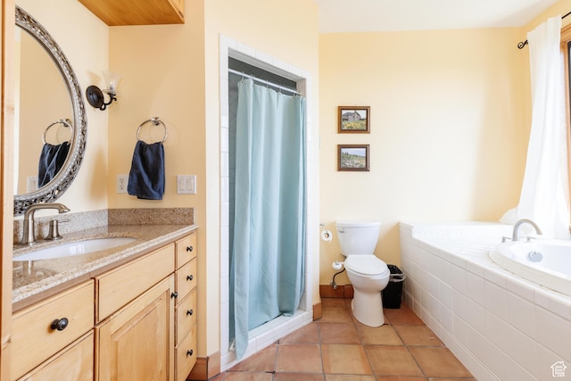 761 S Lakeview Dr, Garden City, UT 84028 - bathroom with vanity, toilet, a shower stall, and tile patterned floors
