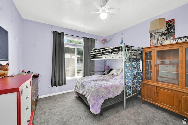 7776 S 2175 E, South Weber, UT 84405 - carpeted bedroom with a textured ceiling, ceiling fan, and baseboards