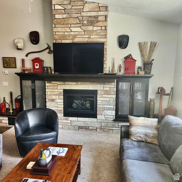 1158 E Ashdown Rd, Cedar City, UT 84721 - living room featuring a fireplace and carpet flooring