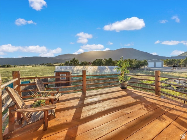 1293 N Buck Run Rd, Rush Valley, UT 84069 - deck with a mountain view and an outdoor structure