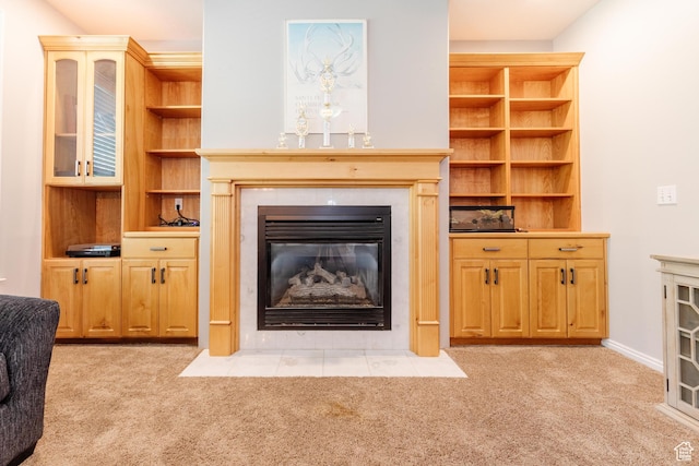 1809 E 1815 N, North Logan, UT 84341 - living area featuring a tile fireplace and light colored carpet