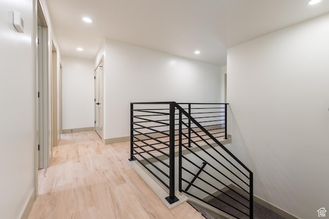 286 E 870 N, Logan, UT 84321 - corridor with an upstairs landing, wood finished floors, baseboards, and recessed lighting