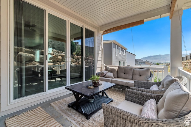 2103 N Elderberry Dr W Unit 222, Saratoga Springs, UT 84045 - view of patio with outdoor lounge area and a mountain view