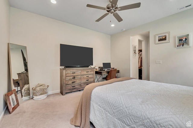 2103 N Elderberry Dr W Unit 222, Saratoga Springs, UT 84045 - bedroom featuring light colored carpet, recessed lighting, baseboards, a spacious closet, and a ceiling fan