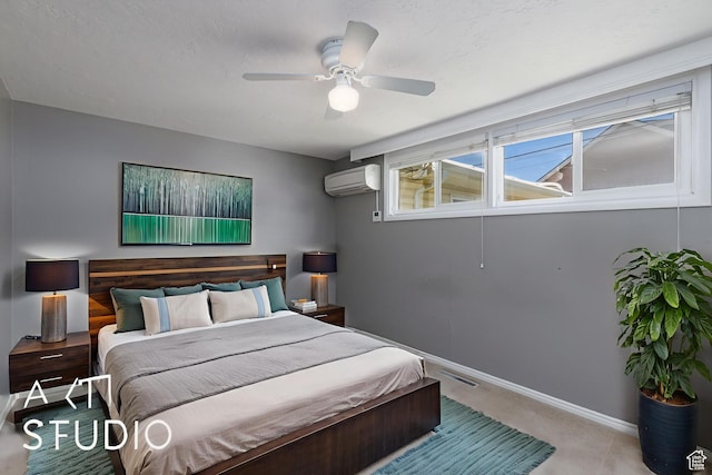 162 E 3000 S, Bountiful, UT 84010 - carpeted bedroom featuring a wall unit AC, baseboards, and ceiling fan