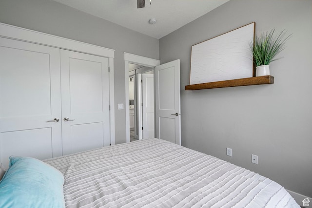 261 E Sage Canal Way, Sandy, UT 84070 - bedroom featuring a closet and a ceiling fan
