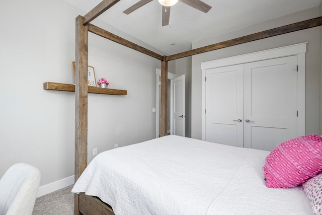 261 E Sage Canal Way, Sandy, UT 84070 - bedroom with carpet floors, baseboards, a closet, and ceiling fan