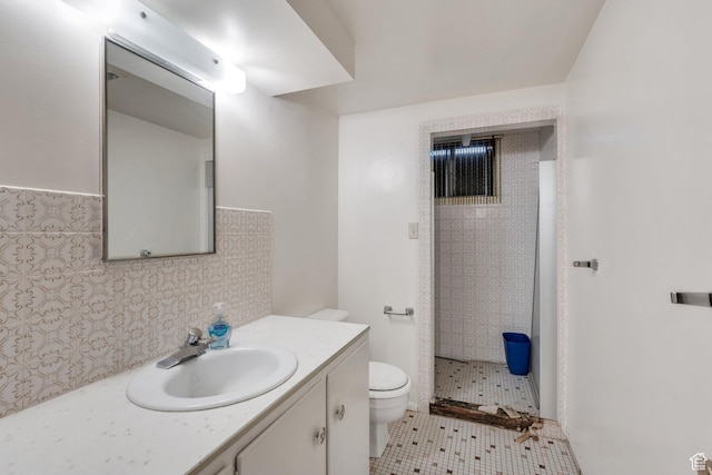 1031 N 1750 W, Provo, UT 84604 - full bathroom with vanity, a shower, backsplash, and tile patterned flooring