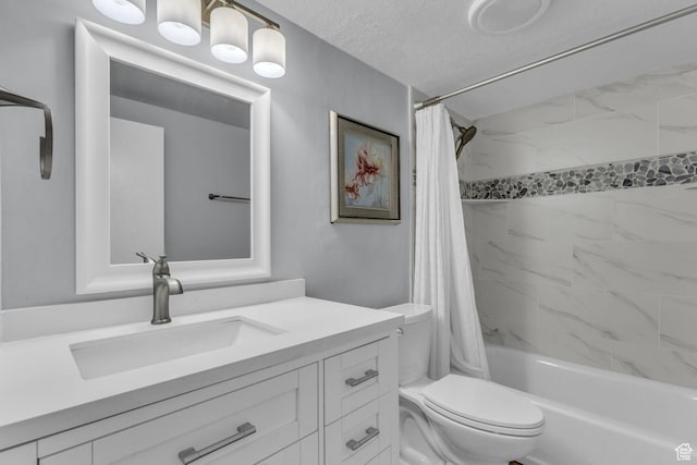 648 E 6870 S, Midvale, UT 84047 - bathroom with toilet, shower / bathtub combination with curtain, vanity, and a textured ceiling