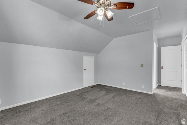 648 E 6870 S, Midvale, UT 84047 - bonus room featuring a ceiling fan, dark carpet, vaulted ceiling, and baseboards