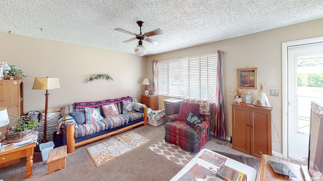 237 W 310 N, Orem, UT 84057 - living area featuring a ceiling fan, a textured ceiling, and light colored carpet