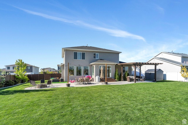 162 W 350 N, Vineyard, UT 84059 - rear view of house featuring an outdoor fire pit, a patio, a pergola, and stucco siding
