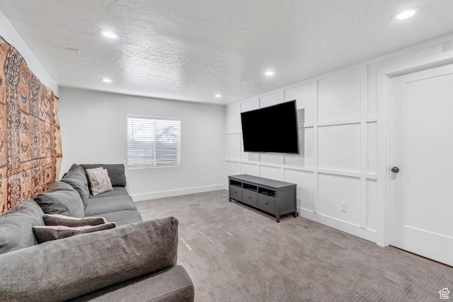 162 W 350 N, Vineyard, UT 84059 - living room with recessed lighting, light colored carpet, a textured ceiling, and baseboards