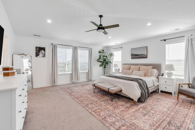 162 W 350 N, Vineyard, UT 84059 - bedroom featuring multiple windows, recessed lighting, light carpet, a ceiling fan, and baseboards