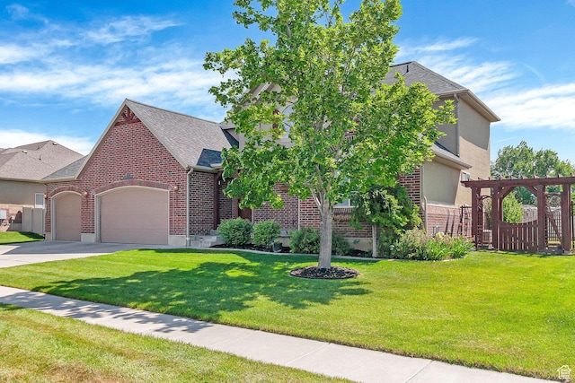2733 S 1415 W, Syracuse, UT 84075 - view of front of property featuring brick siding, driveway, an attached garage, roof with shingles, and stucco siding