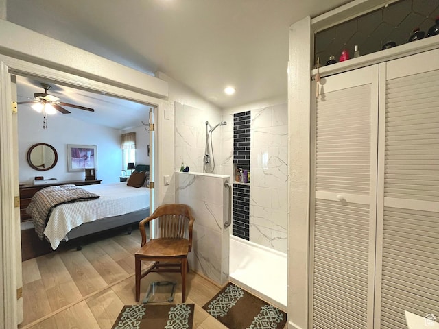870 S 100 E, Wellington, UT 84542 - bedroom featuring vaulted ceiling, light wood-type flooring, and recessed lighting