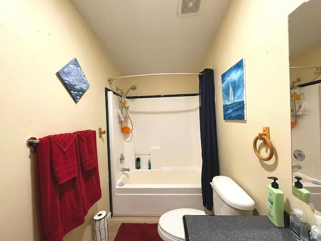870 S 100 E, Wellington, UT 84542 - full bath featuring shower / tub combo with curtain, toilet, vanity, and tile patterned flooring