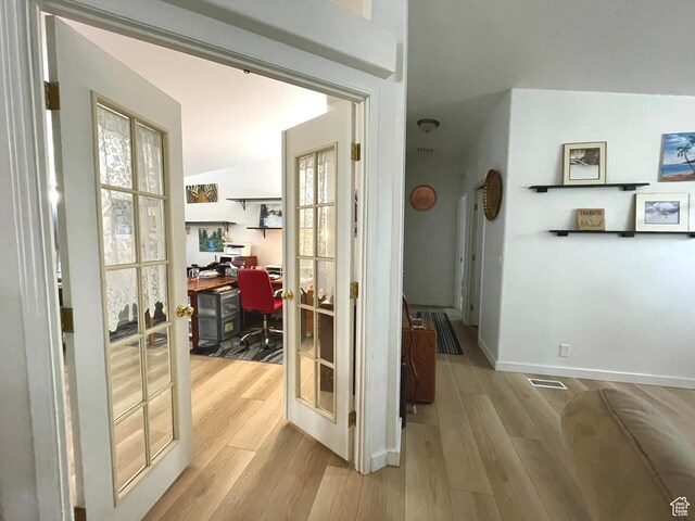 870 S 100 E, Wellington, UT 84542 - hallway with an office area, light wood-style flooring, and baseboards