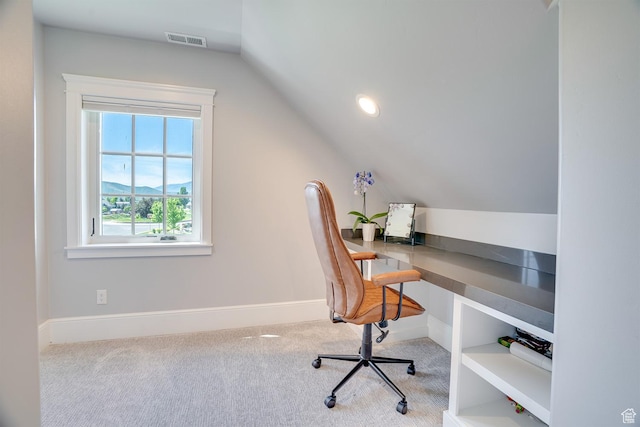 500 W Cascade Pkwy, Midway, UT 84049 - office area with lofted ceiling, carpet floors, and baseboards