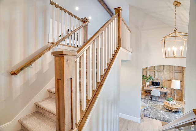 500 W Cascade Pkwy, Midway, UT 84049 - stairs featuring wood finished floors and a chandelier