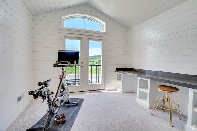 500 W Cascade Pkwy, Midway, UT 84049 - workout area with french doors, lofted ceiling, and carpet floors