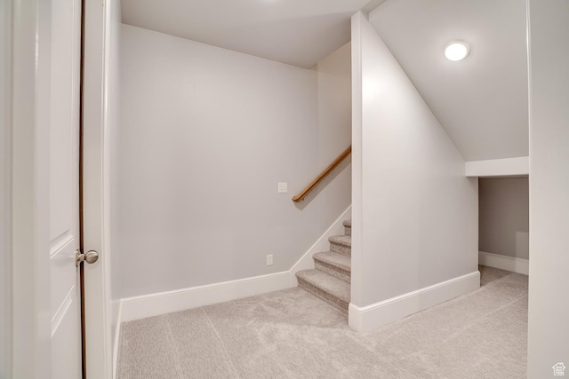 500 W Cascade Pkwy, Midway, UT 84049 - stairway with carpet floors, baseboards, and lofted ceiling