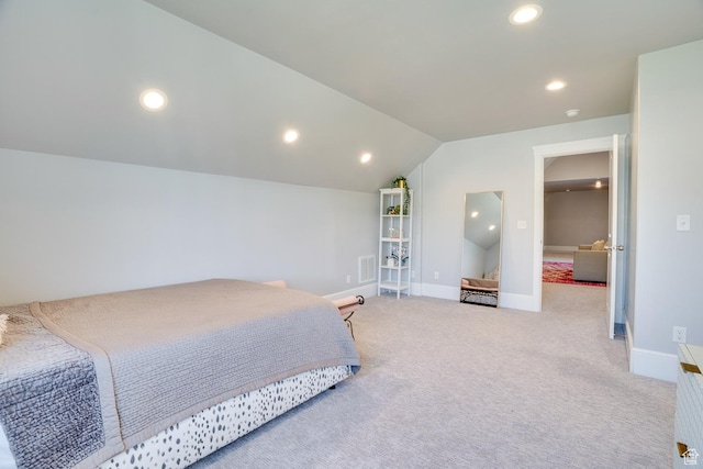 500 W Cascade Pkwy, Midway, UT 84049 - carpeted bedroom with vaulted ceiling, baseboards, and recessed lighting