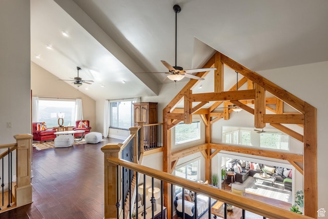 1960 Grandview Loop Unit 41, Kamas, UT 84036 - corridor featuring an upstairs landing, dark wood-type flooring, and high vaulted ceiling