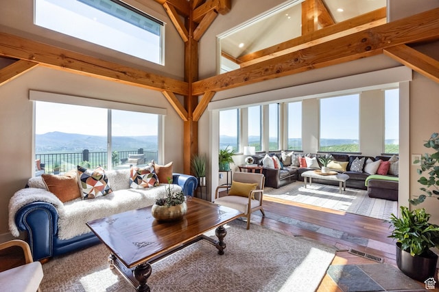 1960 Grandview Loop Unit 41, Kamas, UT 84036 - living area with a mountain view and hardwood / wood-style flooring