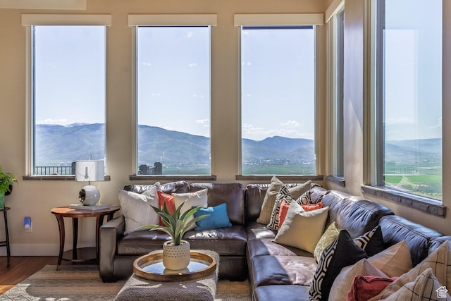1960 Grandview Loop Unit 41, Kamas, UT 84036 - living room with wood finished floors, baseboards, and a mountain view