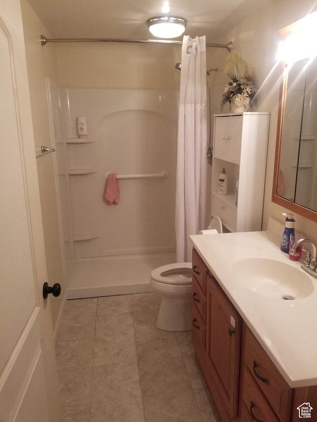 4895 W 5000 S, Hooper, UT 84315 - bathroom with vanity, toilet, tile patterned floors, and a shower with curtain