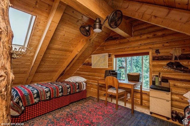 706 W Tranquility Dr, Virgin, UT 84779 - bedroom featuring wood ceiling and log walls