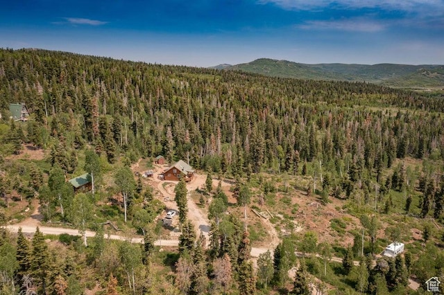 706 W Tranquility Dr, Virgin, UT 84779 - aerial view of property and surrounding area featuring a heavily wooded area and mountains