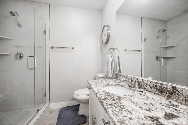 807 E Ln Dore Dr, Salt Lake City, UT 84107 - full bathroom featuring baseboards, toilet, vanity, and a stall shower